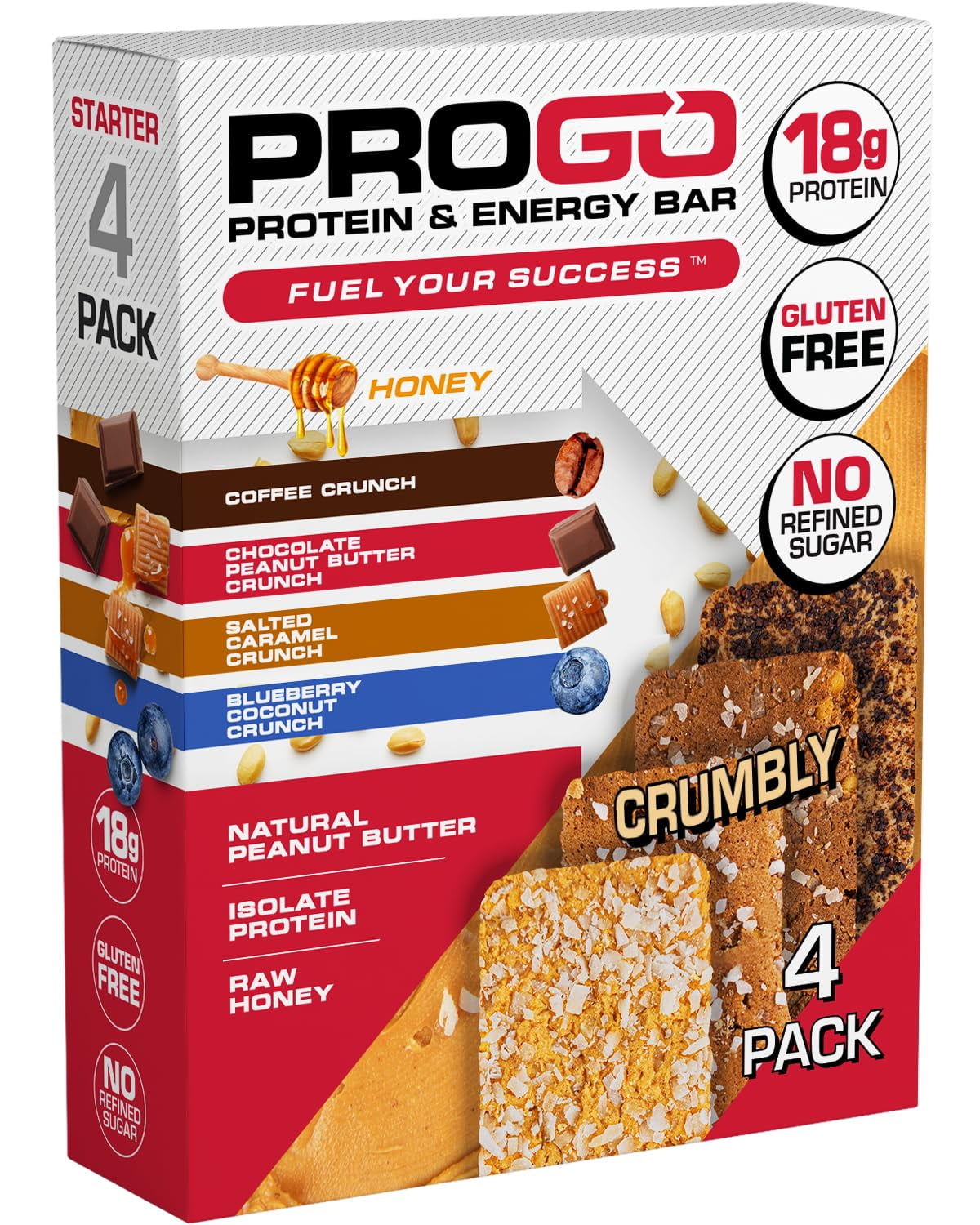 ProGo Crumble Protein Bars YPF5 Soft, Extra Crumbly Peanut Butter