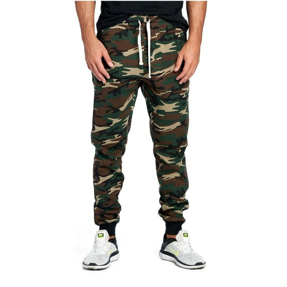 ProGo USA Men's Casual Joggers Sweatpants Basic Fleece Marled Jogger Pant Elastic Waist (2X-Large, Camouflage)