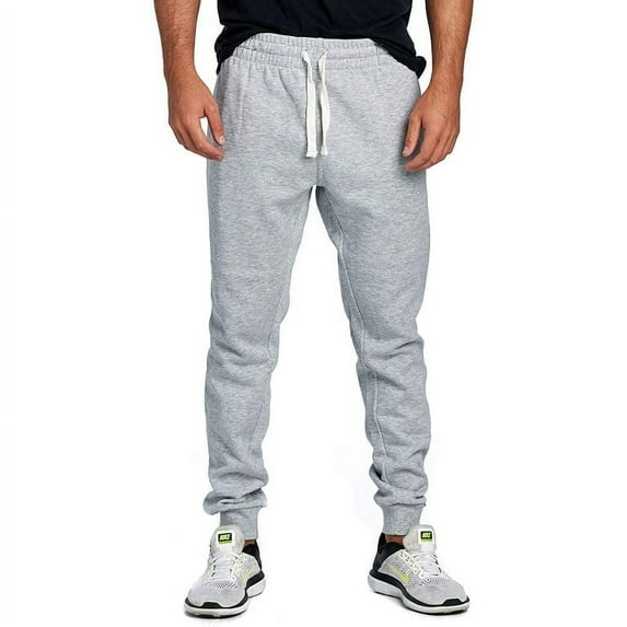 ProGo USA Men's Joggers Sweatpants Basic Fleece Marled Jogger Pant Elastic Waist (Heather Grey, 3X-Large)