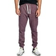 thumbnail image 1 of ProGo USA Men's Joggers Sweatpants Basic Fleece Marled Jogger Pant Elastic Waist (Marled Burgundy, Medium), 1 of 6