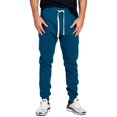 thumbnail image 1 of ProGo USA Men's Joggers Sweatpants Basic Fleece Marled Jogger Pant Elastic Waist (Midnight, Large), 1 of 6