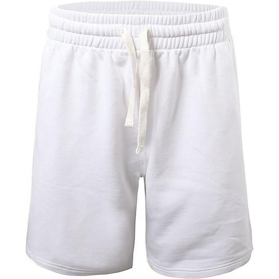 ProGo USA Men’s Shorts – Classic Fleece Workout Shorts - Men Shorts Casual with Elastic Waist (White, 2X-Large)