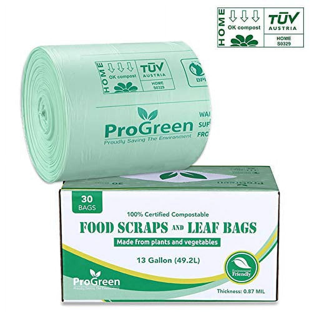 Buy ProGreen 100% Compostable Bags 13 Gallon, 100 Count, Extra Thick 0.87  Mil, Tall Kitchen Compost Trash Bags, Food Scrap Yard Waste Bags, Compost  ASTM D6400 BPI and TUV AUSTRIA Certified Now! Only $