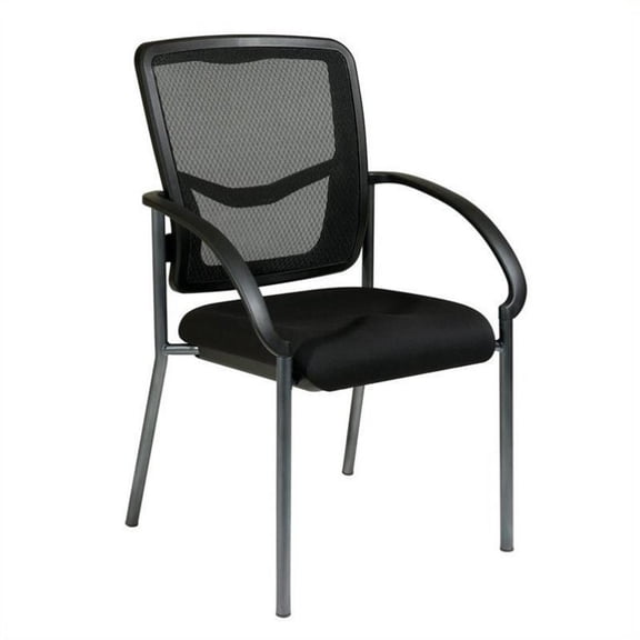 ProGrid Black Visitors Chair with Arms and Titanium Finish Fabric Seat