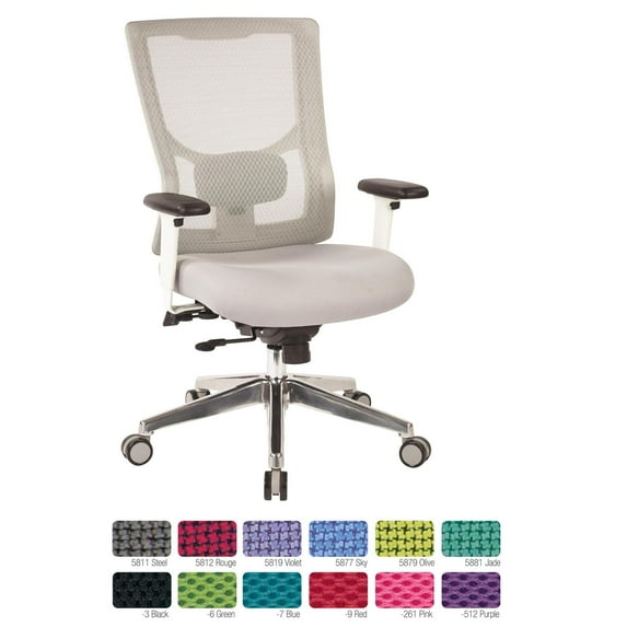 ProGrid White Mesh High Back Chair-Color:Blue