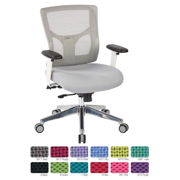 ProGrid White Mesh High Back Chair-Color:Red