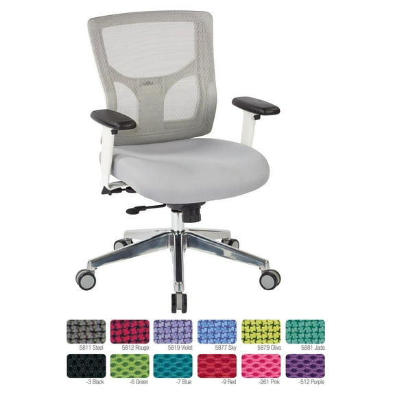 ProGrid White Mesh High Back Chair-Color:Sky