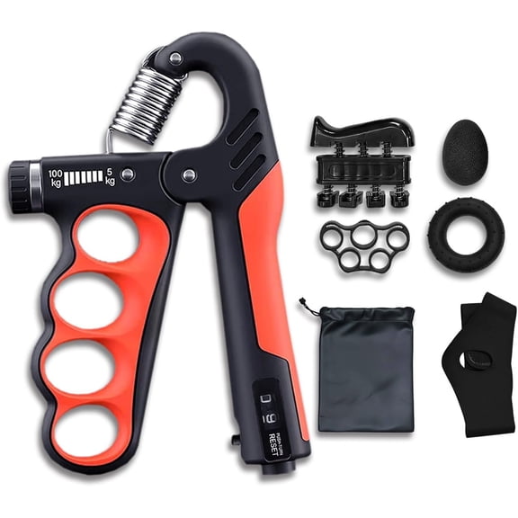 ProGrip Strength Trainer with Auto-Count & Wide Adjustment (11-220 LBS) -Hand Strengthener Kit for Gym, Forearm Building &