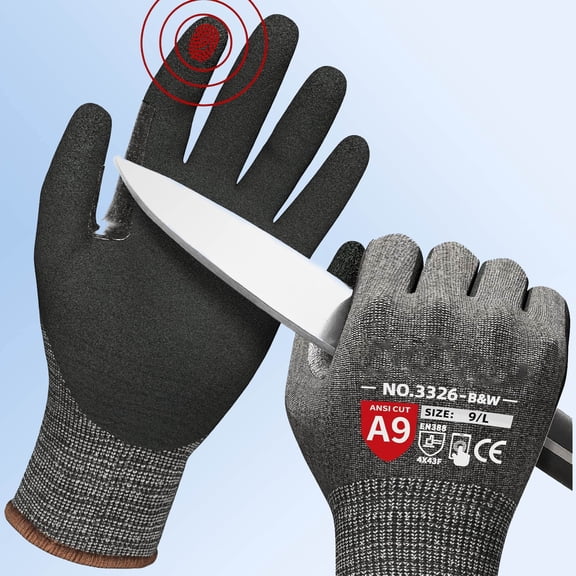 ProGuard Cut Resistant Work Gloves for Extreme Protection, Reinforced Thumb, Non Slip, Breathable, Durable, Touch-screen, Black