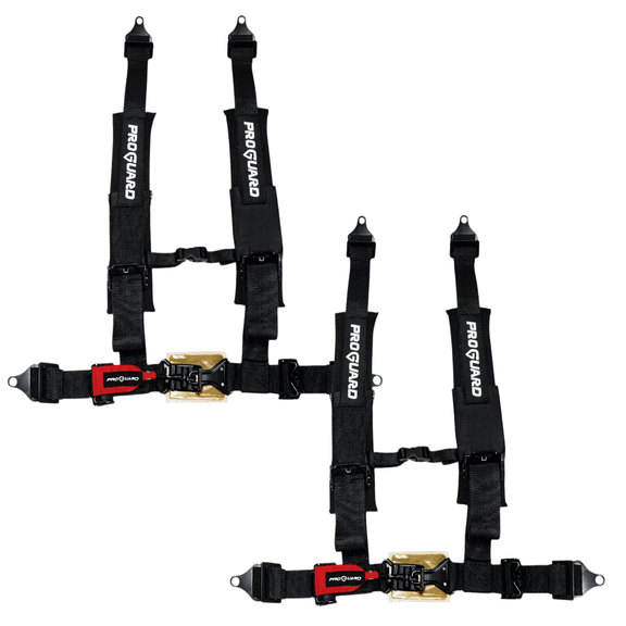 ProGuard PG-2IN-4-BLK(2PK) Black Nylon Water-Resistant 4 Point Harness ATV Accessories 2 Piece 2 Pack