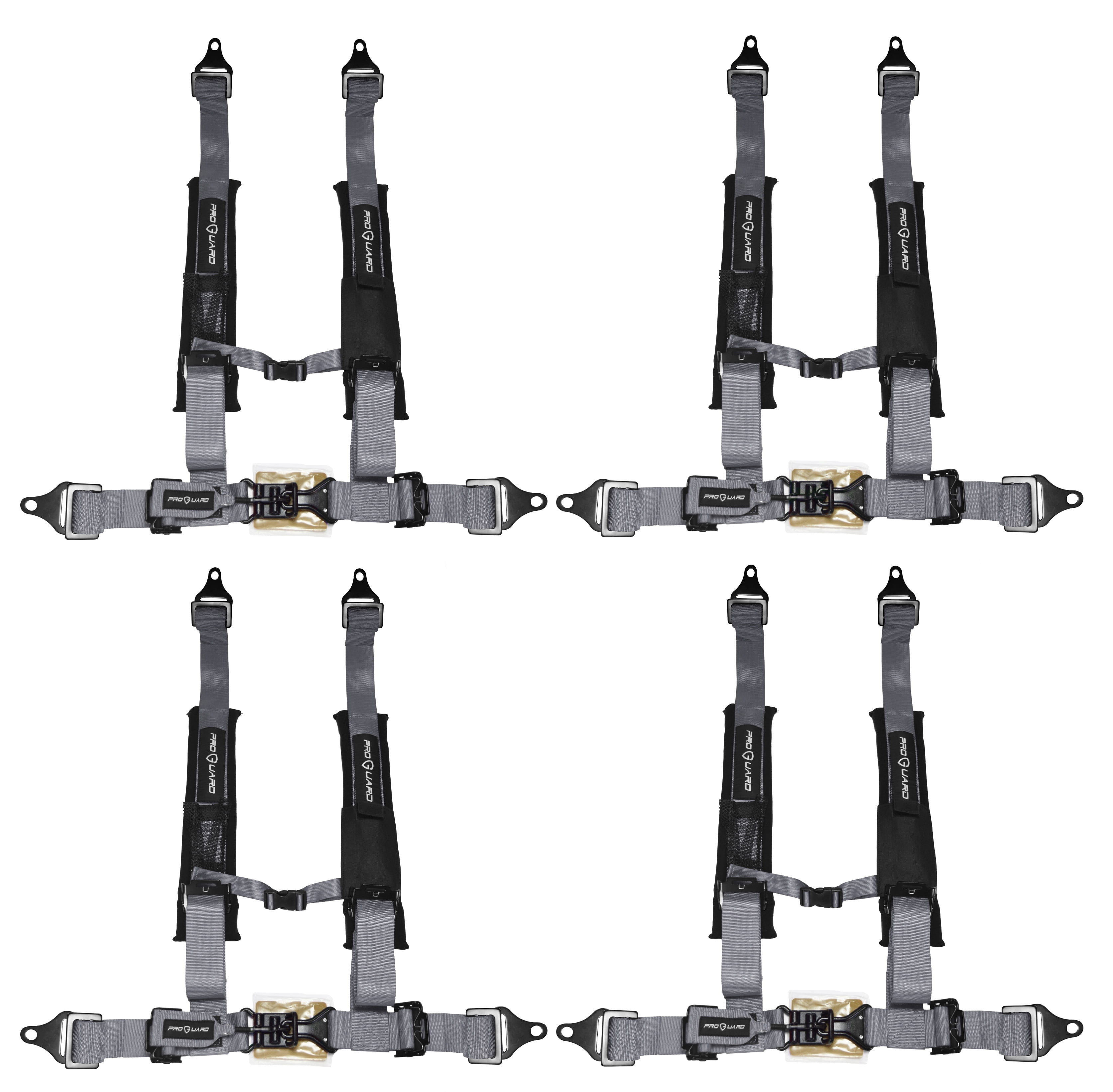 ProGuard Offroad Harnesses Gray with 2" Nylon Straps & 4 Points of Contact (4 Pck) - Universal Safety Belts for Polaris, Can-Am, Kawasaki, Yamaha UTVs, ATVs, Side-by-Sides