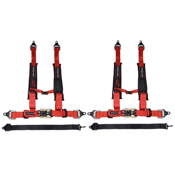 PROGUARD Red 4-Point Harness with 2" Nylon Straps (2 Pck)- Universal Off-Road Safety Belt for Polaris, Can-Am, Kawasaki, Yamaha UTVs, ATVs, Side-by-Sides