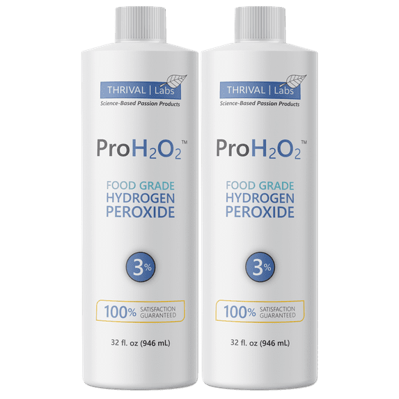 ProH2O2 Food Grade Hydrogen Peroxide 3%, First Aid and Natural Cleaner, Refill, 32 Fluid Ounces (Pack of 2)