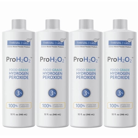 ProH2O2 Food Grade Hydrogen Peroxide 3%, First Aid and Natural Cleaner, Refill, 32 Fluid Ounces (Pack of 4)
