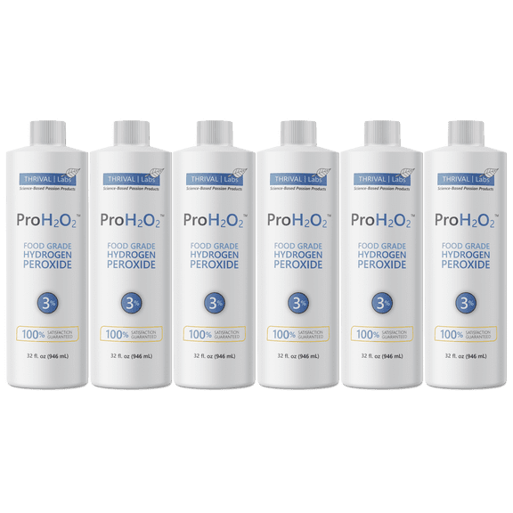 ProH2O2 Food Grade Hydrogen Peroxide 3%, First Aid and Natural Cleaner, Refill, 32 Fluid Ounces (Pack of 6)