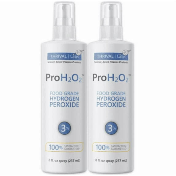 ProH2O2 Food Grade Hydrogen Peroxide 3%, First Aid and Natural Cleaner, Spray Bottle, 8 Fluid Ounces (Pack of 2)