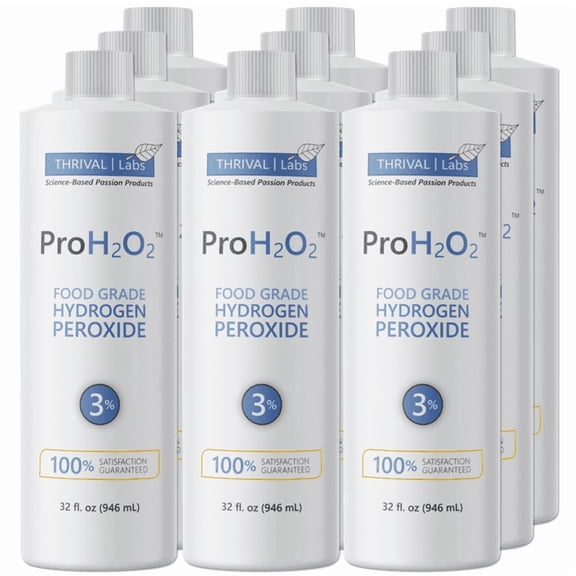 ProH2O2 Food Grade Hydrogen Peroxide 3%, First Aid and Natural Cleaner, Refill, 32 Fluid Ounces (Pack of 9)