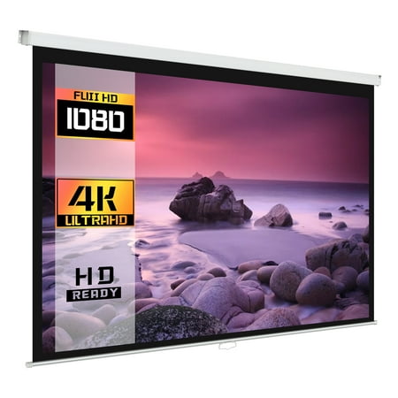 ProHT Projection Screens Manual Type, 120-INCH 16:10, Manual Pull Down Projector Screen 4K / 8K Ultra HDR 3D Ready with Slow Retraction Mechanism