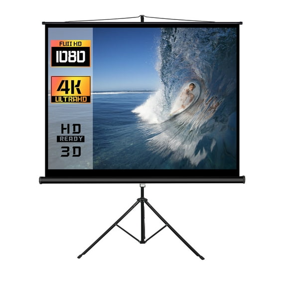 ProHT Tripod Projection Screen Type, 84-inch  Ratio 4:3 Portable Indoor Outdoor Projector Screen, 8K / 4K Ultra HD 3D Ready, Foldable Stand Tripod Black Colour