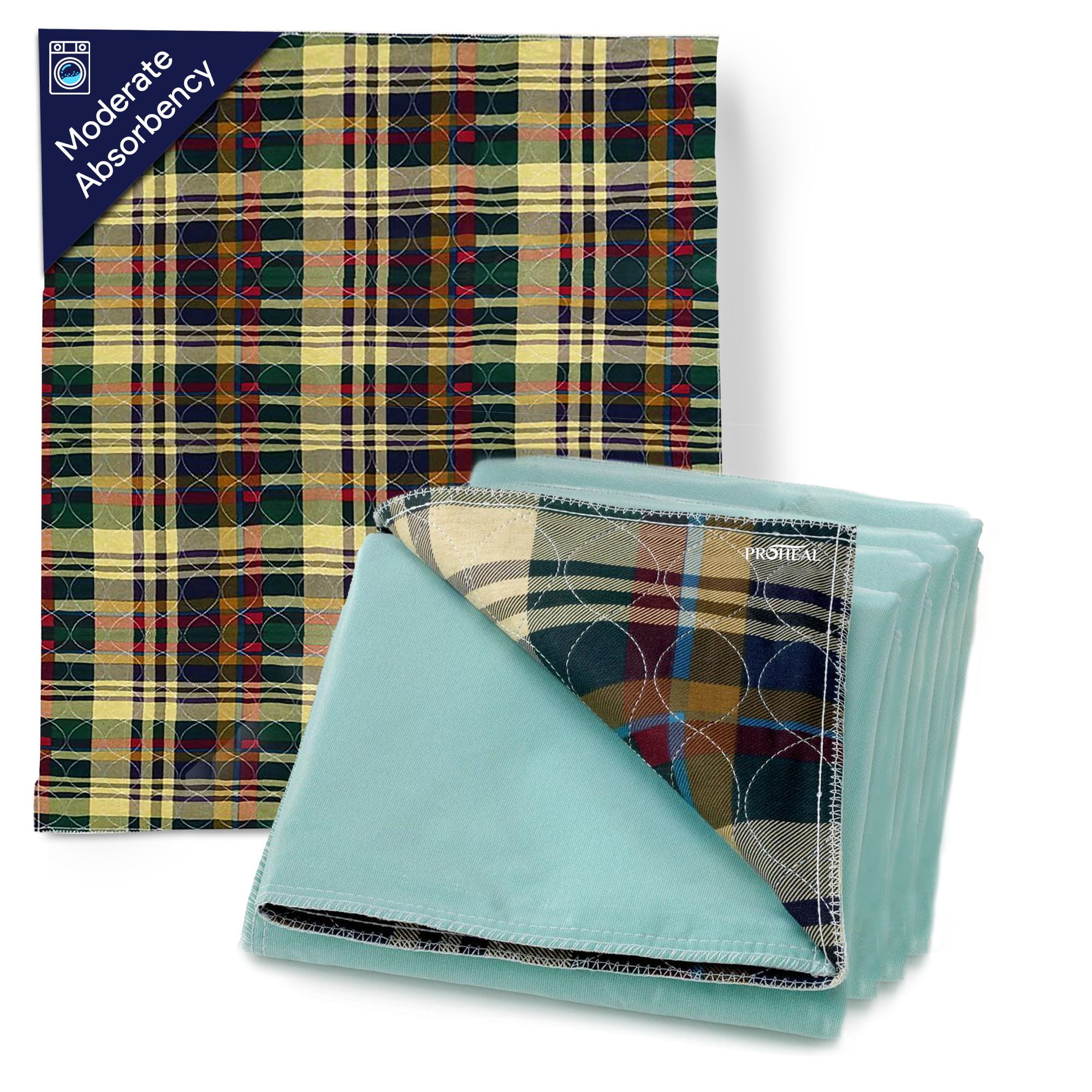 MaxProtect Highland Plaid Reusable Waterproof Pee Pads, 18" x 24", 3 Pack