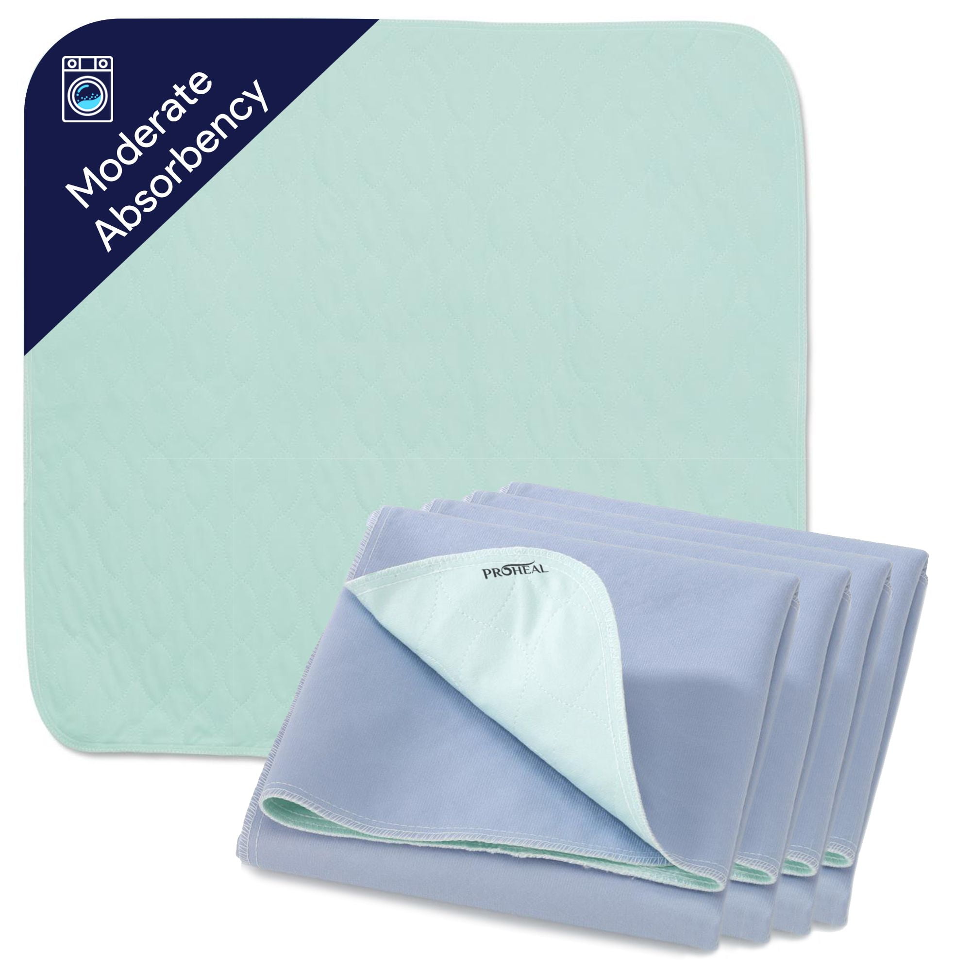 ProHeal (6 Pack) Reusable Underpads - Moderate Absorbent Bed Pads, Wicking, Laminated - 34" x 36"