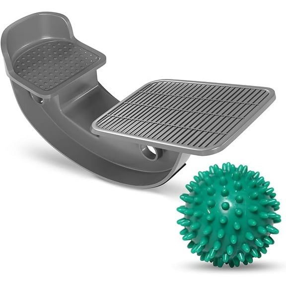 ProHeal Foot Rocker Calf Stretcher with Spiked Ball Massager - for Plantar Fasciitis, Achilles Tendonitis - Calf, Foot, Heel, and Ankle Stretcher - Lower Leg Pain Relief - Gray with Green Ball