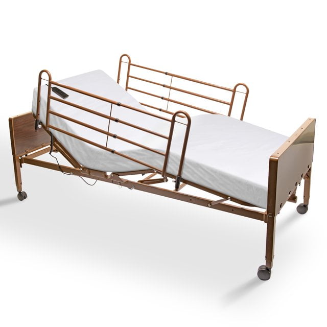 ProHeal Semi-Electric Adjustable Homecare Bed with Foam Mattress and Full Rails