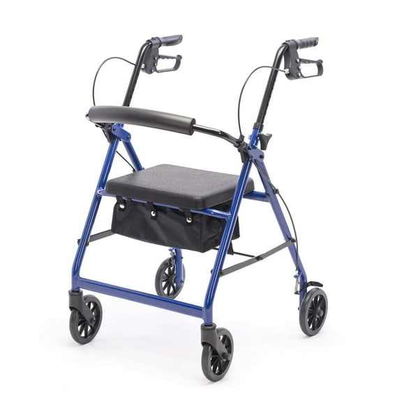 ProHeal Premium Foldable Lightweight Steel Rollator Walker with Seat – Adjustable Height Rollator, Padded Seat, and 6 Inch Wheels