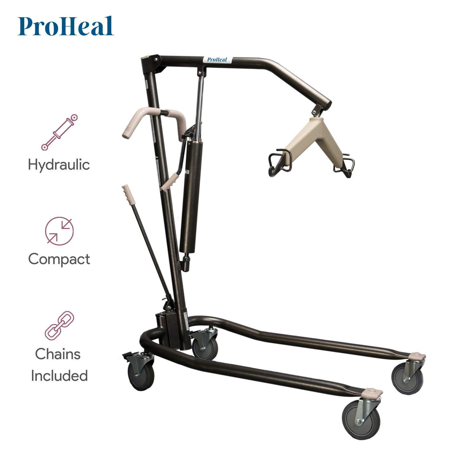 ProHeal Hydraulic Patient Lift with Chains and 450 lb Capacity