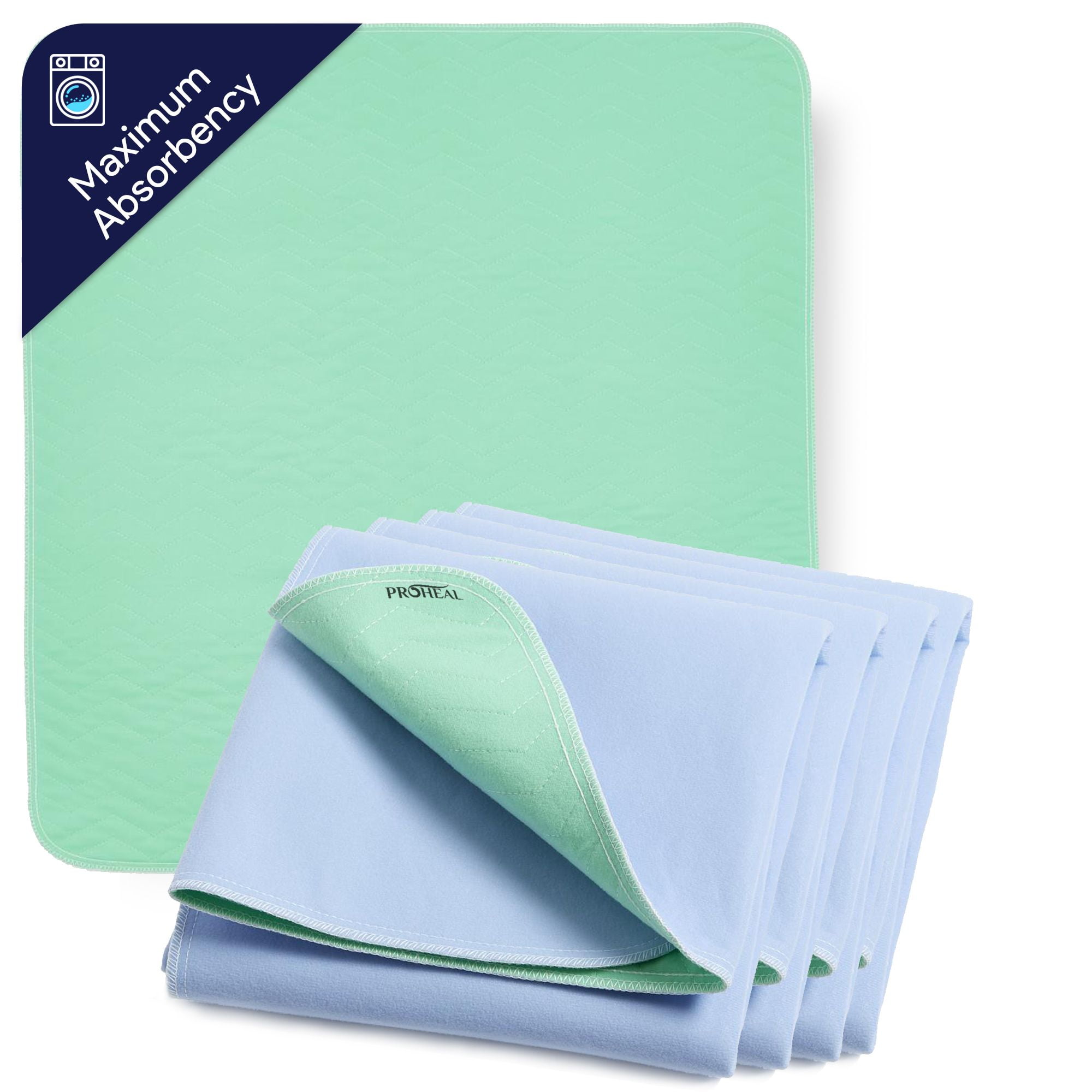 Green Quick-Dry Reusable Bed Pad with Vinyl Barrier