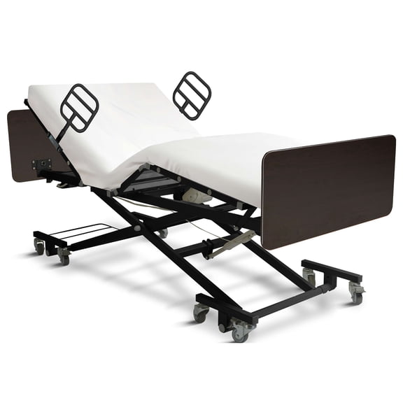 ProHeal Ultra Low, Full Electric Electric Hospital Bed for Home Use with Qbar Rails, 7" - 31" Height Range, 36" Wide, Adjustable Length, 500 lbs Bariatric Capacity