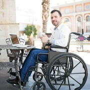 ProHeal Wheelchair with Flip Back Full Arms, Elevating Leg Rests, 18" Seat - Seat Extension, Anti Tipper