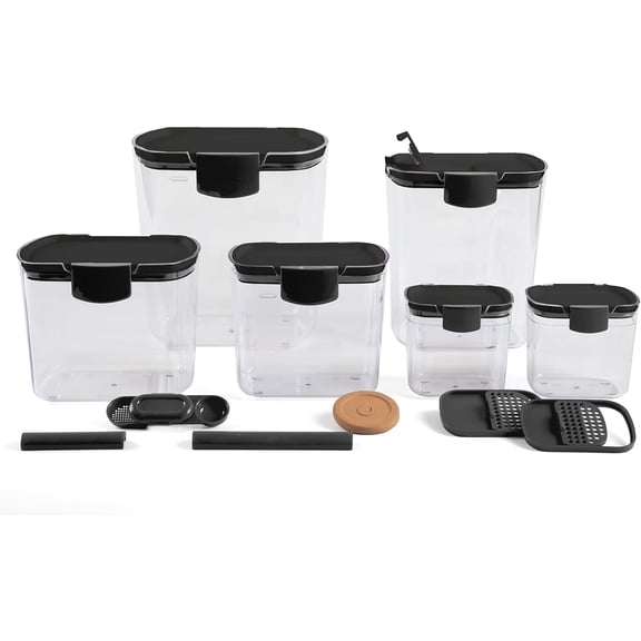 ProKeeper Baker's Airtight Kitchen Storage Canister Container Set for Flour, Sugar & More, Keeps Ingredients Fresh, with Accessories (Multicolor, 6- Piece)