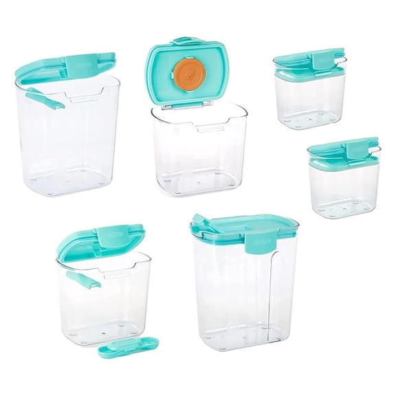 ProKeeper Baker's Airtight Kitchen Storage Canister Container Set for Flour, Sugar & More, Keeps Ingredients , with Accessories (Turquoise, 6- Piece)