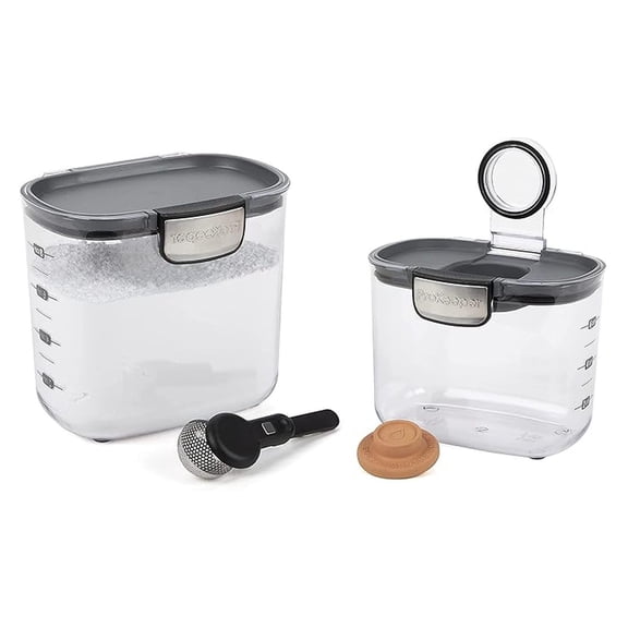ProKeeper+ Food Storage Container Set - Airtight Kitchen Canisters for Brown & Powdered Sugar, 1.4-Quart, 2-Piece - Clear Plastic with Magnetic Duster