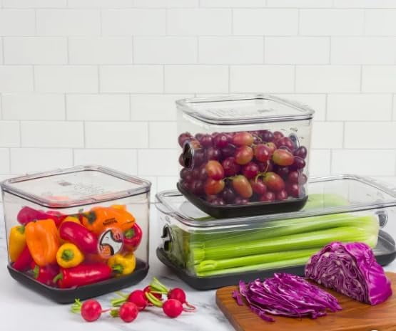ProKeeper Fresh Produce Keeper Set with Air- Vent System, Square & Long, 3.5 Qt & 5.3 Qt