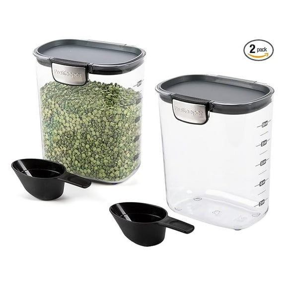 ProKeeper+ Grain Container - 2.5 Quart Airtight Food Storage, Clear Plastic Kitchen Canister with Magnetic Accessories - Baker's Organization Set