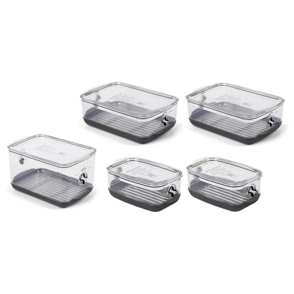 ProKeeper+ by Progressive Stackable Produce ProKeeper Storage Container with Stay- Vent System (PKS-5PC-Produce+)