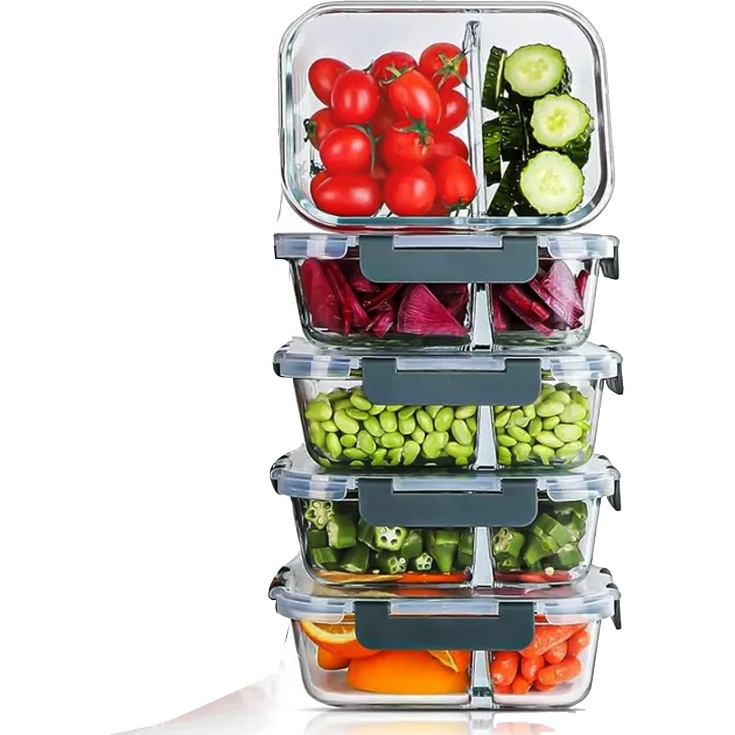 ProKraft - 2 Compartment Glass Food Storage Containers, Food Prep Bento ...
