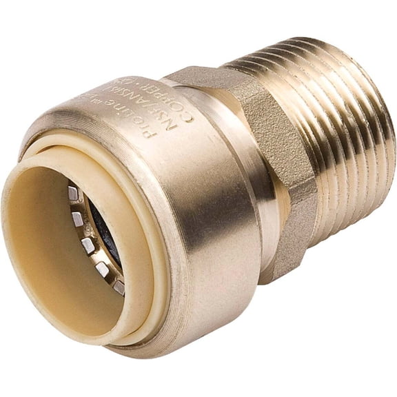 B&K Industries Brass Push Fit Male Adapter - 3/4 In. PF x 3/4 In. MIP, Smooth Finish