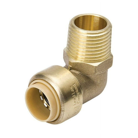 Mueller Streamline Brass Push Fit Elbow Fitting - 1/2" PF x 1/2" MPT