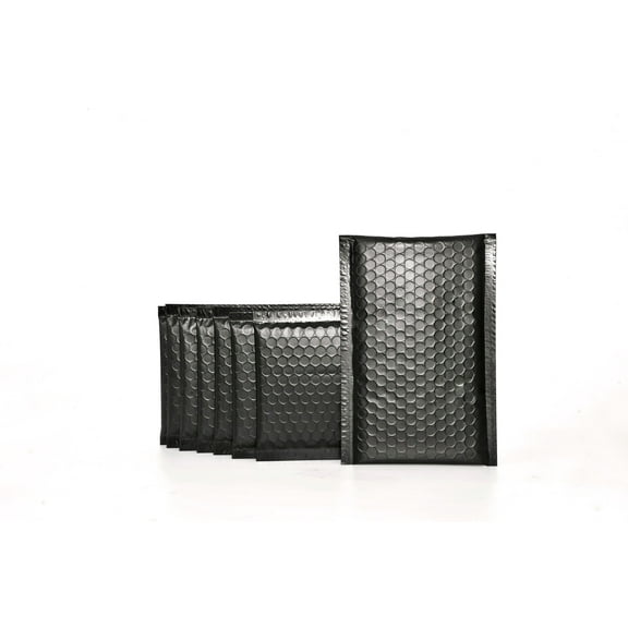 ProLine Matte Metallic Black Poly Bubble Mailers Envelopes 4" x 8" (50 Mailers)