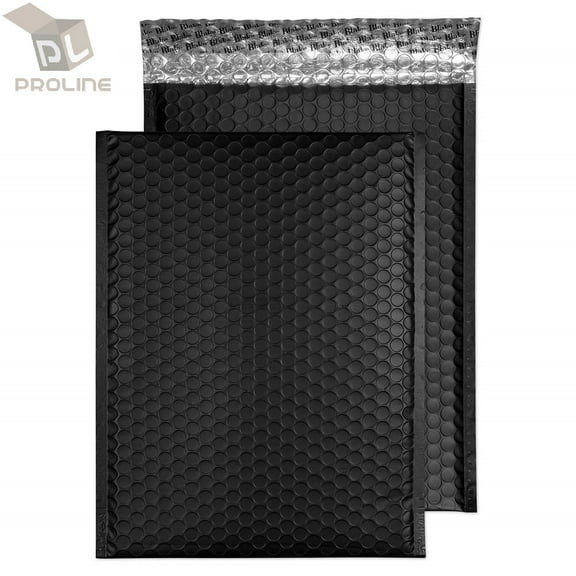 ProLine Matte Metallic Black Poly Bubble Mailers Envelopes 8.5" x 12" (200 Mailers)