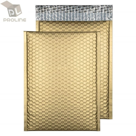 ProLine Matte Metallic Gold Poly Bubble Mailers Envelopes 8.5" x 12" (50 Mailers)