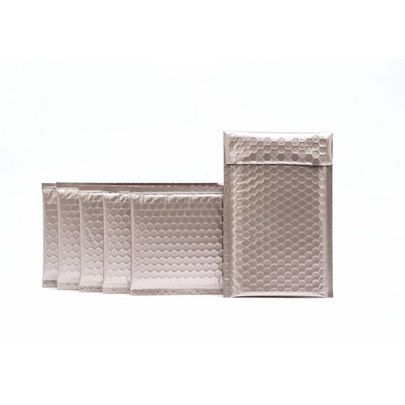 ProLine® Matte Metallic Rose Gold Poly Bubble Mailers Envelopes 4" x 8" (50 Mailers)