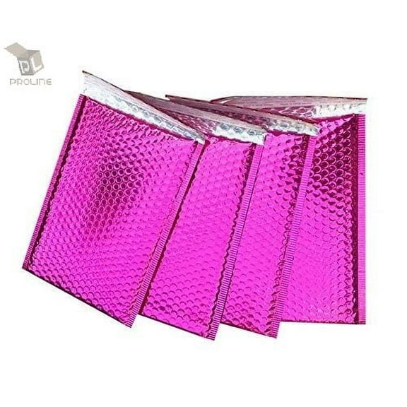 ProLine Metallic Pink Poly Bubble Mailers Envelopes 8.5" x 12" (25 Mailers)