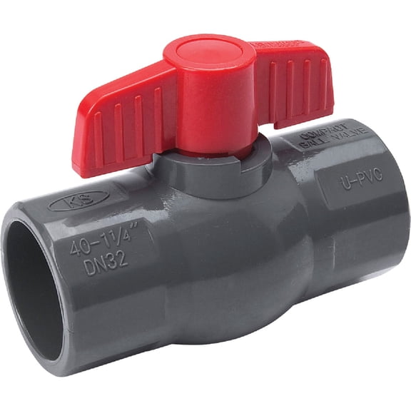ProLine PVC Schedule 80 Grey Ball Valve Solvent Weld - Pack of 2