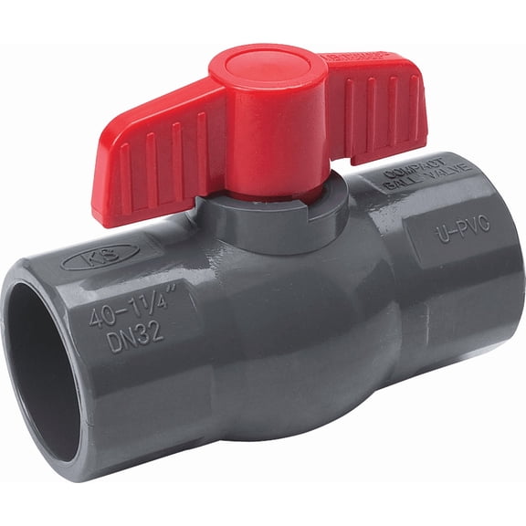 ProLine PVC Schedule 80 Grey Ball Valve Solvent Weld - Single Pack Residential Use, Standard Application