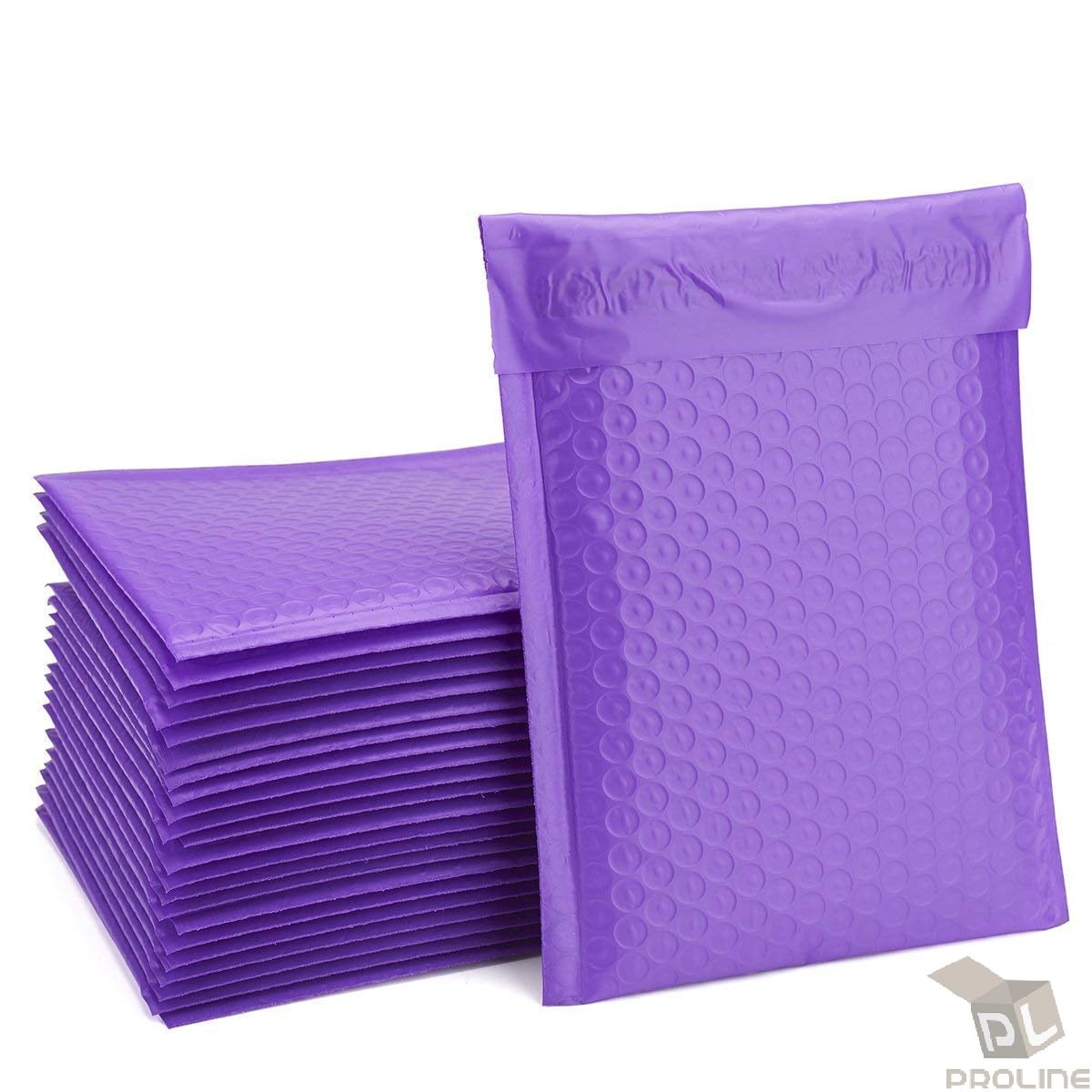 ProLine Tear Resistance Poly Bubble Mailers, 4" x 8", Purple, 50 Count