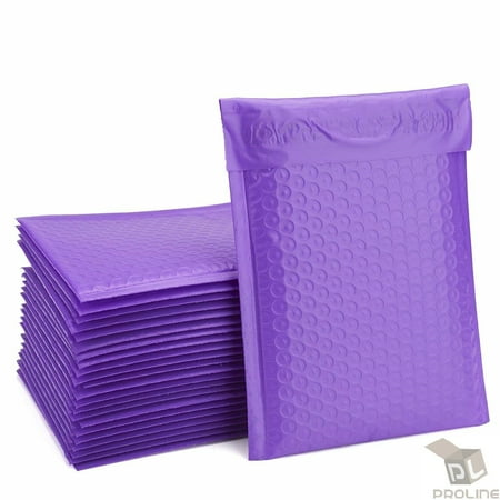 ProLine Tear Resistance Poly Bubble Mailers, 4" x 8", Purple, 50 Count